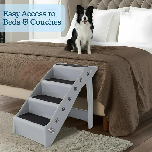 Vista 3 de Escaleras para perros - Escaleras para mascotas con diseño de 4 pasos para camas, sofás, autos - Escalones para mascotas para cachorros, gatitos