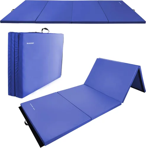 Fitvids Folding Exercise Gymnastics Mat 4'x​8'x2" Gym Workout Mat with Carrying Handles High-Density Portable Fitness Aerobics Mats for Home Gym