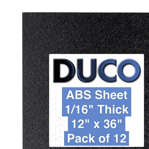 Vista 12 de Duco - Lámina de plástico ABS fabricada en Estados Unidos de 1/16 pulgadas de grosor, 6 x 12 pulgadas, 1 paquete de paneles termoplásticos negros