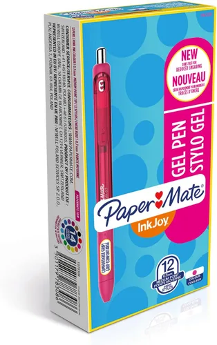 Paper Mate InkJoy - Bolígrafo de gel, punta media, color rosa, caja de 12 unidades