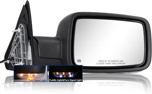 Espejo lateral para Dodge Ram - Compatible con espejo de remolque 2009-2018 Dodge Ram 1500 2500 3500 4500 5500 con señal de giro calentada