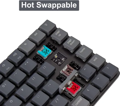 Vista 5 de Keychron K3 Teclado mecánico inalámbrico ultra delgado con 75 de diseño inalámbrico con cable intercambiable en caliente 84 teclas Bluetooth RGB LED