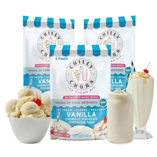 Vista 14 de Chilly Churn Helado con sabor a pastel de cumpleaños, batidos y batidos, uso con batidora de mano, licuadora, crema de encimera, máquina de helados