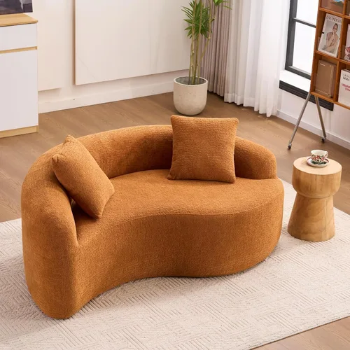 Vista 12 de Sofá biplaza curvo de 67 pulgadas, sofá de compresión de esponja completa, estilo chino de tai chi, sofá en forma de S para espacios pequeños,