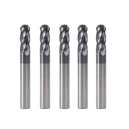 Vista 8 de Fresa de punta de bola ISB, diámetro de 1/16", diámetro de vástago de 1/8", brocas de carburo de grano micro de 4 canales para fresadora CNC