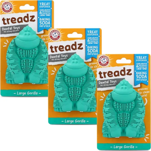 Vista 14 de Arm & Hammer Super Treadz Gorilla - Juguete masticable dental para perros – Juguetes dentales para masticar para perros que reducen la placa