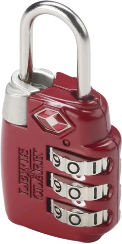 Lewis N. Clark Cerradura de grillete de equipaje de combinación de 3 esferas aprobada por la TSA, Rojo -