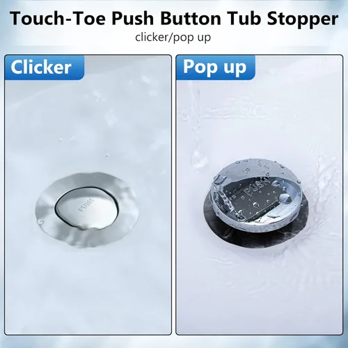 Vista 5 de Dreyoo Tip Toe tapón de drenaje de baño compatible con el conjunto de cartucho Kohler 1068204, junta de tapón de bañera y cubierta cromada pulida