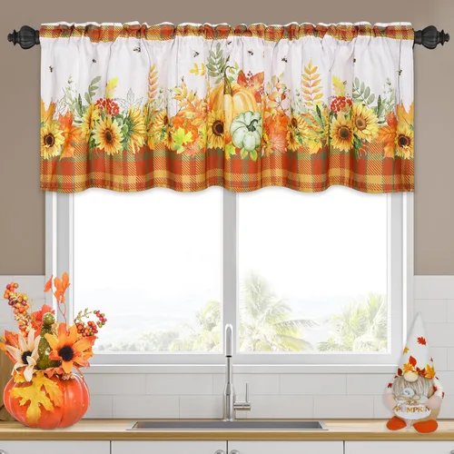 Vista 8 de FRAMICS Cortinas de otoño – 36 pulgadas de largo para cocina y baño de Acción de Gracias, 30 pulgadas de ancho x 36 pulgadas de largo, 2 paneles