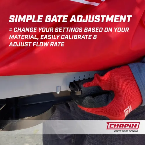 Vista 3 de Chapin 84700A - Esparcidor de semillas profesional de mano de 25 libras con bolsa impermeable, engranajes cerrados, deflector trasero, correa