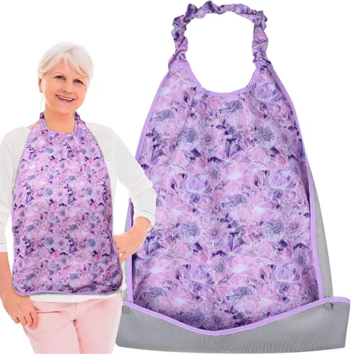 Vista 6 de Baberos ajustables para adultos con cierre deslizante que elimina la necesidad de broches