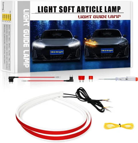 Vista 10 de YM E-Bright Luz intermitente intermitente secuencial LED DRL para automóviles, motocicletas, kit de tira de luz diurna flexible exterior diurna