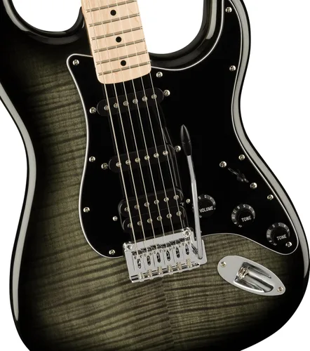 Vista 5 de Guitarra eléctrica Squier Affinity Series Stratocaster FMT, color Black Burst, diapasón de maple