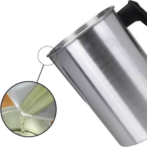 Vista 4 de Yarlung Olla para hacer velas de 4 libras, jarra de fabricación de velas de construcción de aluminio, jarra de cera sin goteo con mango resistente