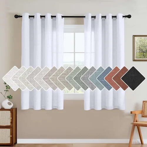 Vista 28 de H.VERSAILTEX - Elegantes cortinas de lino natural mezclado, eficientes energéticamente, con filtro de luz, textura de lino, paneles para ventana