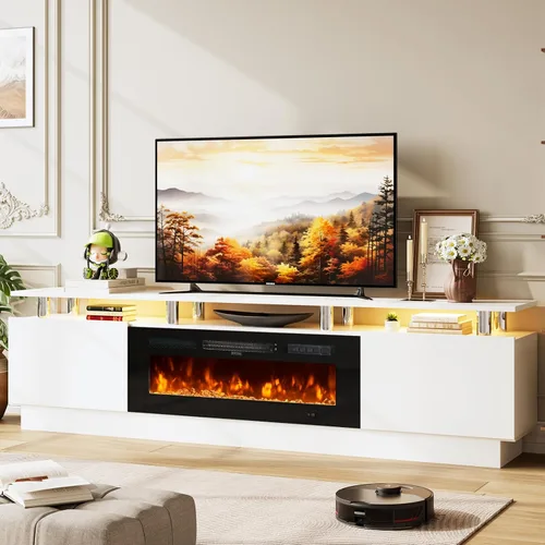 Vista 14 de Soporte de TV de 70 pulgadas para sala de estar, centro de entretenimiento moderno y consola multimedia, se adapta a televisores de hasta 80