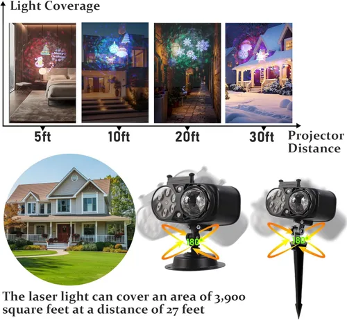 Vista 8 de Proyectores navideños mejorados 2025, luces de proyector de decoraciones navideñas más brillantes, luz de proyector de Navidad con 10 diapositivas