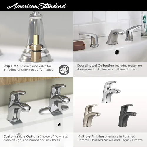Vista 2 de American Standard 7075100.002 Colony PRO - Grifo de baño monomando con drenaje emergente de metal, 1.2 GPM, cromo pulido
