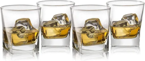 Vista 7 de Double Old Fashioned Whiskey Glass (Set of 4) with Granite Chilling Stones - 10 oz Heavy Base Rocks Barware Glasses for Scotch, Bourbon and Cocktail
