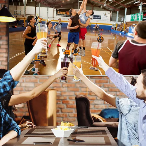Vista 6 de 24 popotes rectos reutilizables con temática de baloncesto para regalo de fiesta de baloncesto, bebida diaria, fiesta de cumpleaños, reuniones