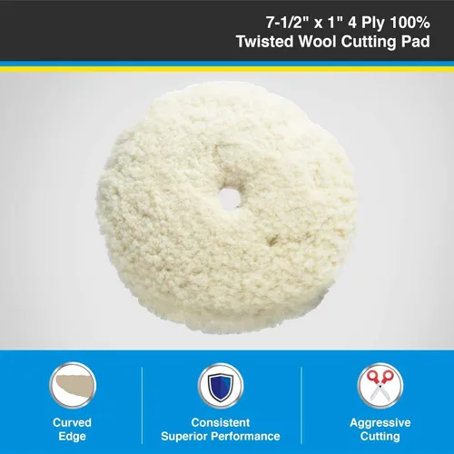 Vista 2 de Almohadilla de pulido de lana de servicio estándar – 7.5 pulgadas borde curvado premium, paquete de 1 – Se adapta a placa de respaldo de 7 pulgadas