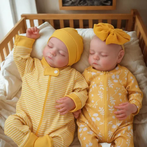 ADFO Muñecas bebé realistas renacidas gemelas, muñecas de bebé recién nacido realistas de 50 cm. Muñecas de vinilo suave con ropa y juguete, regalo