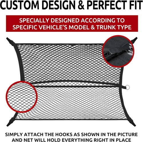 Vista 3 de Red de carga elástica para maletero para Audi TT TTS 1999-2023 - Accesorios de automóvil - Organizador y almacenamiento de maletero - Red de carga