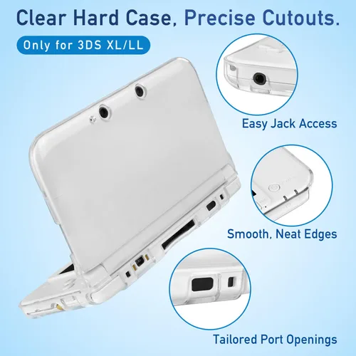 Vista 3 de 3-in-1 Accessories Kit for Nintendo 3DS XL/LL – Protective Bundle Includes Clear Hard Case + Screen Protectors (Tempered Glass & PET) + 4 Stylus