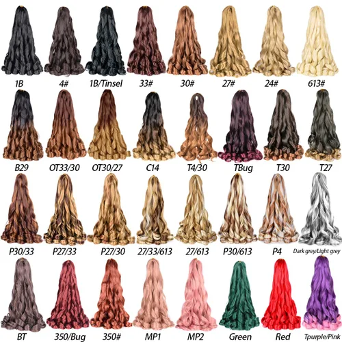 Vista 7 de Extensiones de cabello rizado francés, #4 marrón sintético para trenzar, 2.47 onzas/paquete, extensiones de cabello de ganchillo de 24 pulgadas, 8