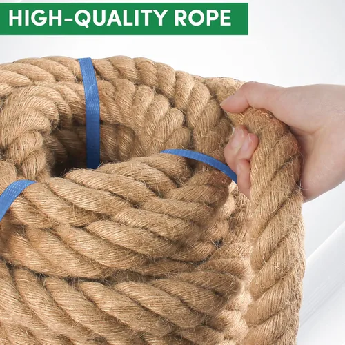 Vista 2 de Cuerda de Manila de 1 pulgada x 50 pies, cuerda de cáñamo natural, cuerdas trenzadas de 4 hebras resistentes para uso para hamaca, muelles