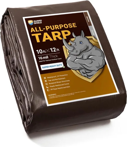 Vista 34 de GUARD SHIELD Lona súper resistente de color negro/plateado de 6 x 8 pies, lona impermeable de 16 mil de grosor, resistente a los rayos UV y a