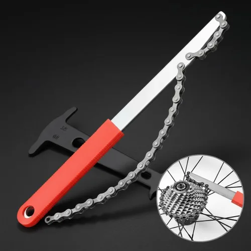 Vista 4 de Juego de herramientas de extracción de casete de bicicleta – Látigo de cadena, llave de cadena y herramienta de bloqueo para casetes Shimano/SRAM