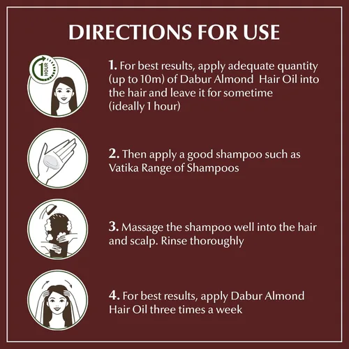 Vista 4 de Dabur Aceite capilar de almendras – Elixir de aceite hidratante natural, fortalecedor y capilar para un cuero cabelludo saludable, promueve