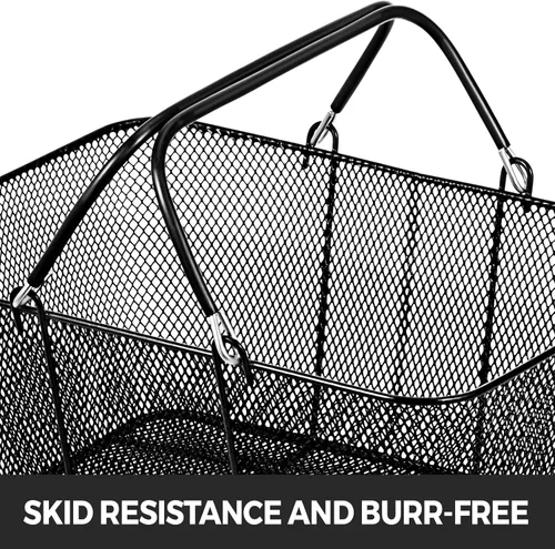 Vista 3 de Mophorn Cestas de compras con asas, cesta de compras de metal negro, cesta de compras de alambre portátil, cesta de compras de malla de alambre