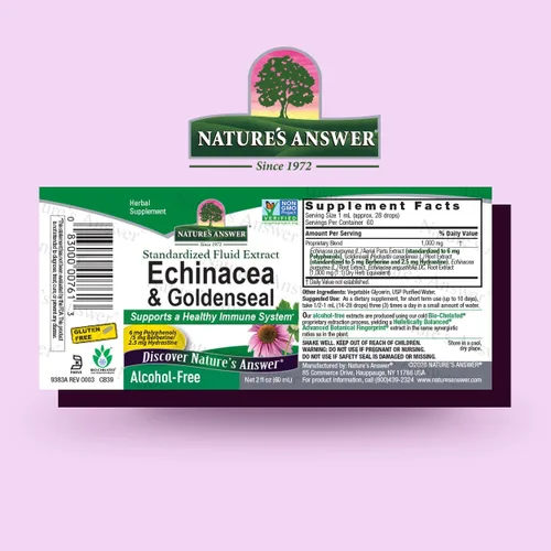 Vista 2 de Nature's Answer Extracto líquido de equinácea y sello de oro, gotas sin alcohol, 1 onza Promueve el bienestar general Refuerzo inmunológico