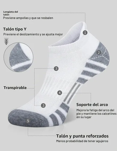 Vista 4 de Airacker Calcetines deportivos para correr, acolchados, transpirables, de corte bajo, para hombres y mujeres (6 pares)