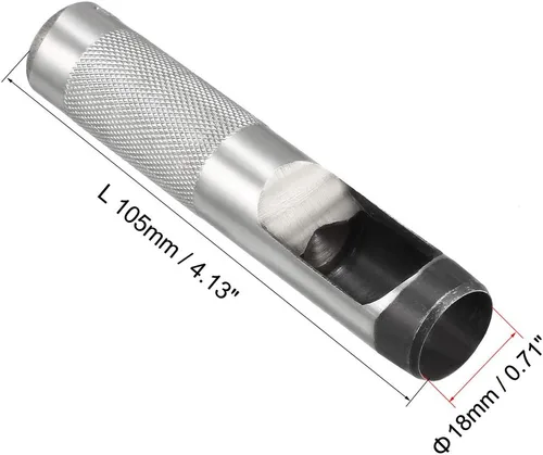 Vista 3 de uxcell® Perforador hueco redondo de acero artesanal de cuero 0.709 in para cinturón de cuero banda reloj junta