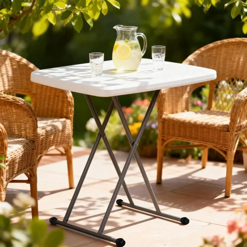 Vista 2 de ZenStyle Mesa plegable ajustable de 3 pies, para interiores y exteriores, portátil, de plástico, para comedor, mesa, para camping, comedor, eventos