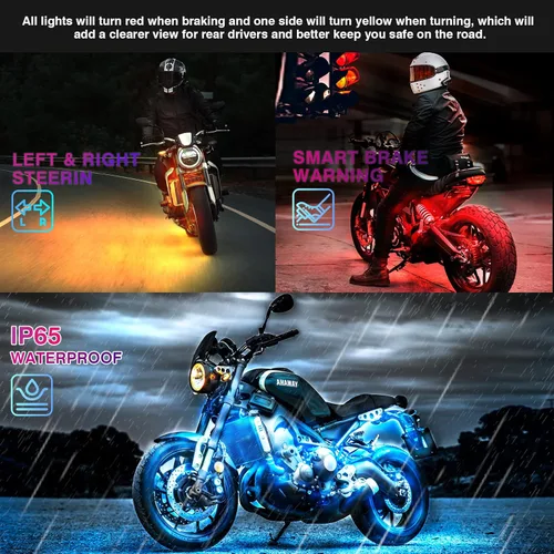 Vista 6 de 12 piezas de luces LED RGB para motocicleta para Harley Davidson Kawasaki Suzuki Yamaha Golf Cart, kit de luces subterráneas multicolor