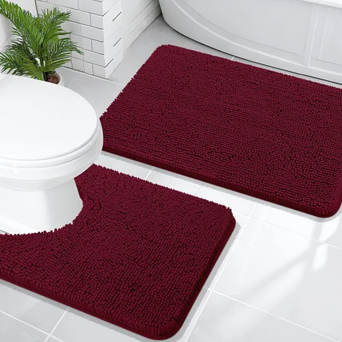 Vista 86 de OLANLY Juego de 2 alfombras de baño de felpilla suave y absorbente, antideslizantes, de secado rápido, lavables a máquina, accesorios de decoración