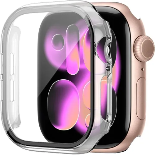 Vista 13 de WISKII - Juego de 2 protectores de pantalla y fundas para Apple Watch Series 9/8/7 de 41 mm, cubierta protectora ultradelgada de policarbonato duro
