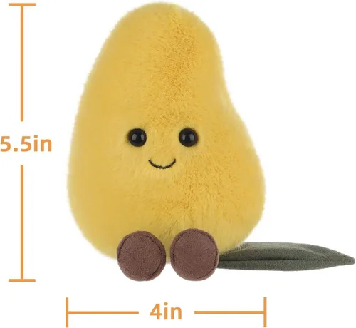Vista 7 de Peluches suaves de peluche de frutas de albaricoque, cordero, mango, 5.5 pulgadas