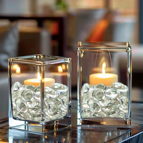 Vista 6 de HappyFiller Cuentas de vidrio transparente de 5 libras para jarrón, piedras preciosas de mármol de vidrio para rellenos de jarrón, parte superior