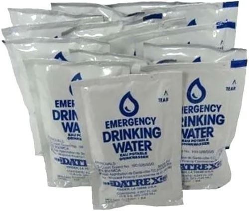 Vista 2 de Bolsa de agua de DATREX de emergencia para desastres o supervivencia. 4.2 oz cada una