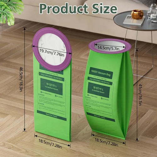 Vista 6 de Paquete de 16 bolsas de vacío 100331 de repuesto compatibles con aspiradora ProTeam de 10 cuartos de galón, para Coachvac, Super Coachvac, Megavac