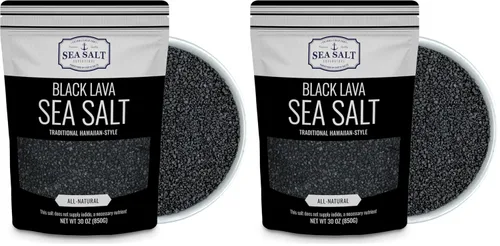 Vista 11 de Sal de lava negra estilo hawaiano para cocinar y finalizar, sal marina negra con carbón activado, bolsa de 5 oz