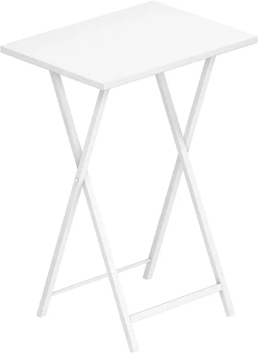 Vista 11 de HOOBRO - Bandeja de TV plegable, mesa de aperitivos estable para espacio pequeño, escritorio lateral de sofá portátil, fácil de montar y almacenar