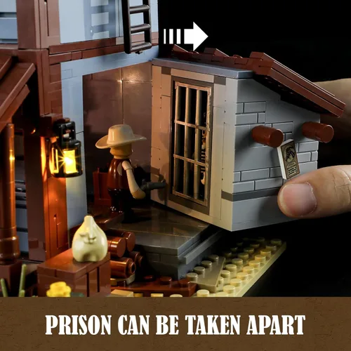 Vista 5 de Funwhole Sheriff's-Office Lighting - Juego de ladrillos de construcción – The Old West Sheriff's Office - Juego de modelos de construcción de luz
