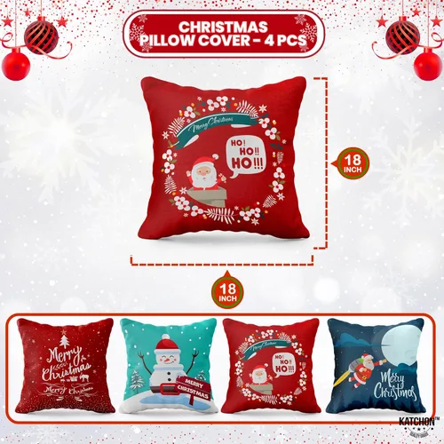 Vista 2 de KatchOn Fundas de almohada de Navidad de 18 x 18 pulgadas, paquete de 4 fundas de almohada de invierno y Navidad para decoraciones de fiestas