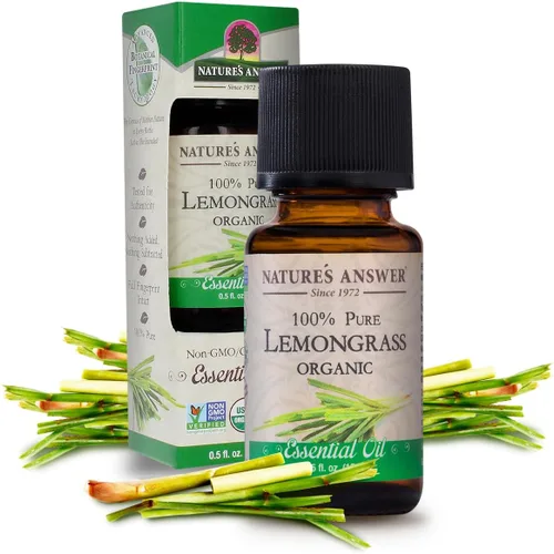 Natures Answer - Aceite esencial puro, orgánico por el USDA, hierba de limón, sin gluten, 0.5 onzas (paquete de 2)